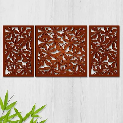 Beautiful Brown color Flower Design Wooden Wall Hanging,