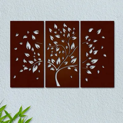 Beautiful Brown Tree with leaf Design Wooden Wall Hanging
