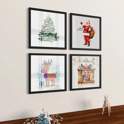 Beautiful Christmas  Set of 4 frames with Break Resistant Clear Acrylic Glass &amp; High Definition Print