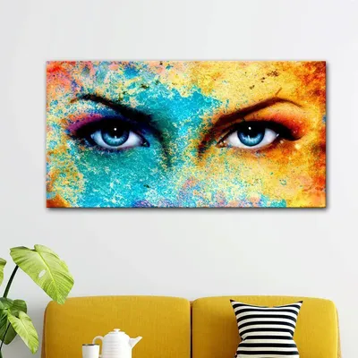 Beautiful Colors Splash Eyes Modern Design Canvas Printed Painting