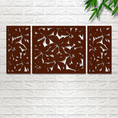 Beautiful dark Brown color Flower Design Wooden Wall Hanging,