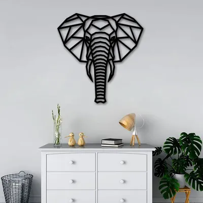 Beautiful Elephant Face in black color Design Wooden Wall Hanging