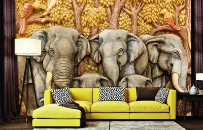 Beautiful Elephant family  / High Quality Woven  / Creates the scenery of size 12 ft x 10 ft