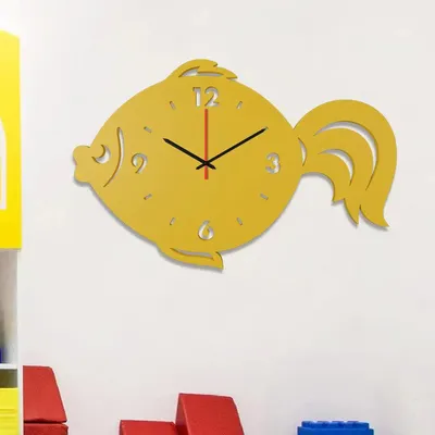 Beautiful Fish in Yellow Color Wooden Wall Clock