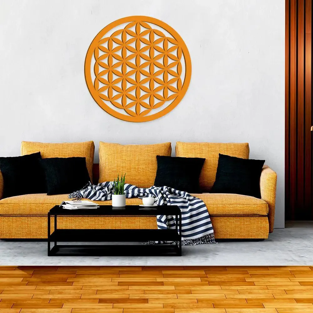 Beautiful Flower Design in Circle Wooden Wall Hanging,  Living Room Wooden Wall Decoration