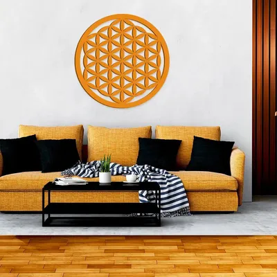 Beautiful Flower Design in Circle Wooden Wall Hanging,  Living Room Wooden Wall Decoration