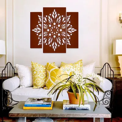 Beautiful Flower Design Wooden Wall Hanging, Living Room Wooden Wall Decoration