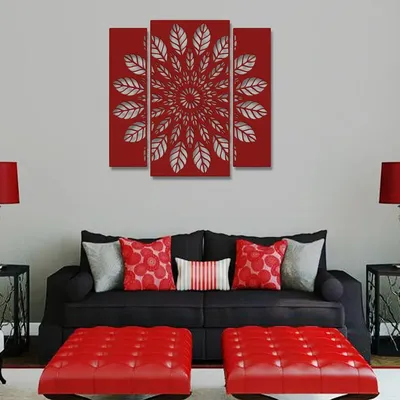 Beautiful Flower Leaf Design Wooden Wall Hanging, Living Room Wooden Wall Decoration