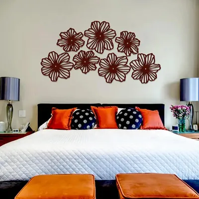 Beautiful Flowers in Bunch Design Wooden Wall Hanging