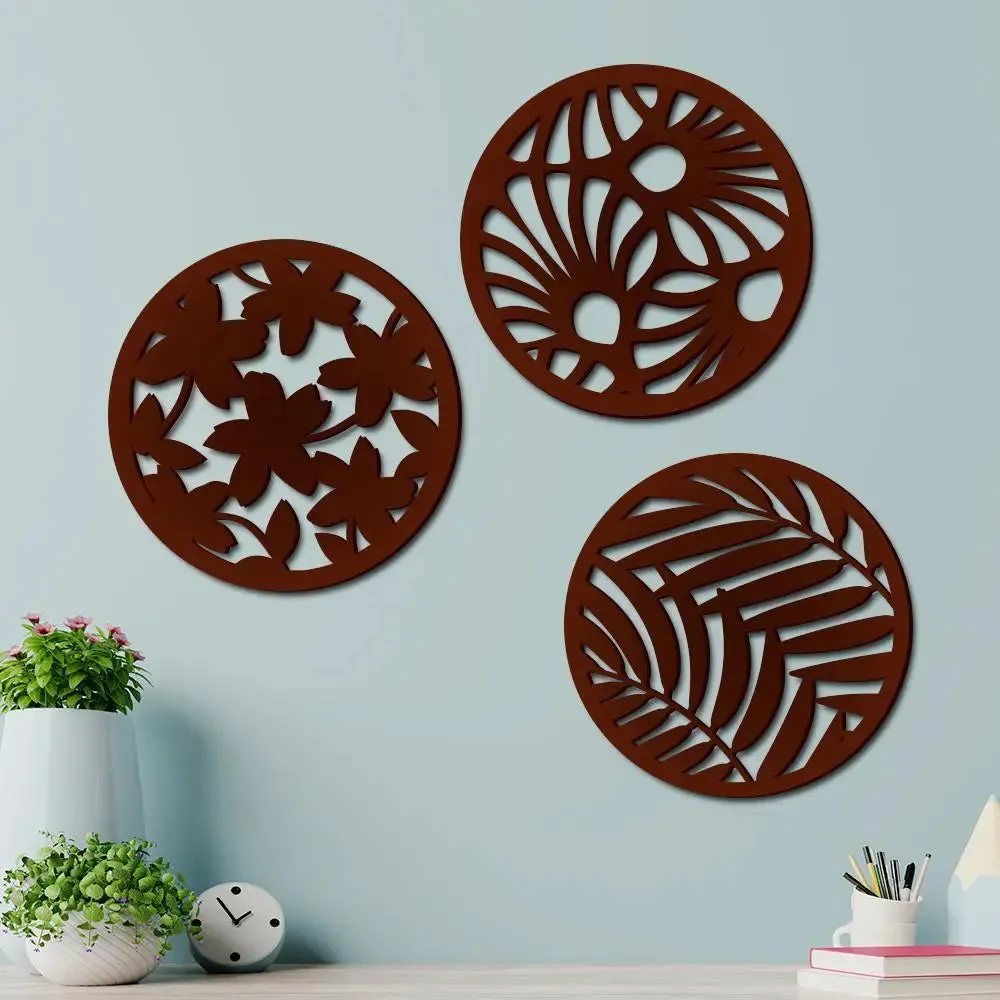 Beautiful Geometric Coaster Trivets in Brown color Design Wooden Wall Hanging