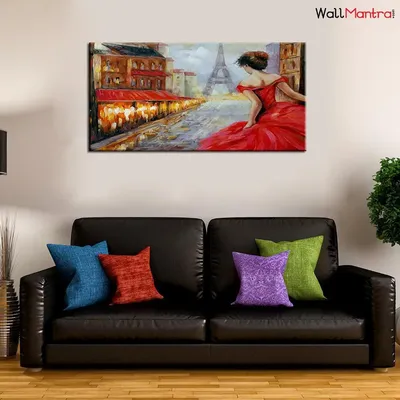 Beautiful Girl in Red Dress Canvas Painting