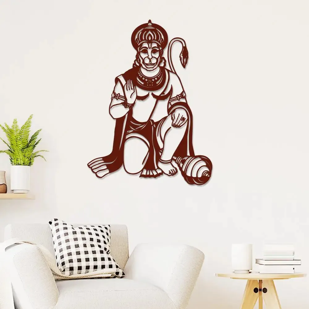 Beautiful Hanuman ji Wooden Wall Hanging, Living Room Wooden Wall Decoration