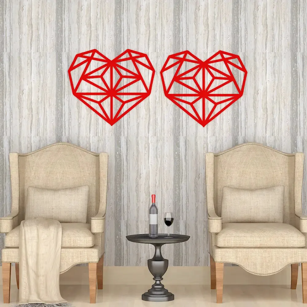 Beautiful Heart Geometric Pattern Wooden Wall Hanging, Living Room Wooden Wall Decoration