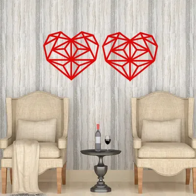 Beautiful Heart Geometric Pattern Wooden Wall Hanging, Living Room Wooden Wall Decoration