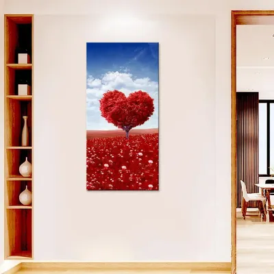 Beautiful Heart Shape Tree Canvas Printed Wall Painting