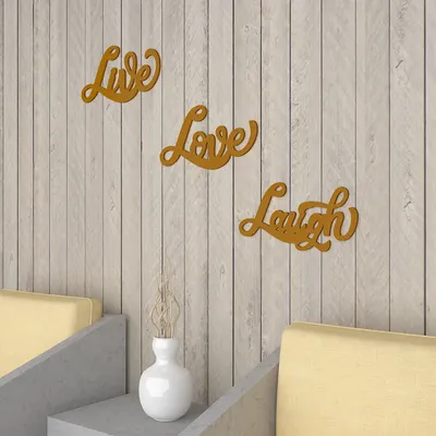 Beautiful Live, Love, Laugh,in Yellow Design Wooden Wall Hanging,