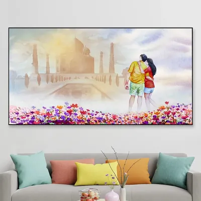 Beautiful Love Couple Scenery Canvas Printed Painting