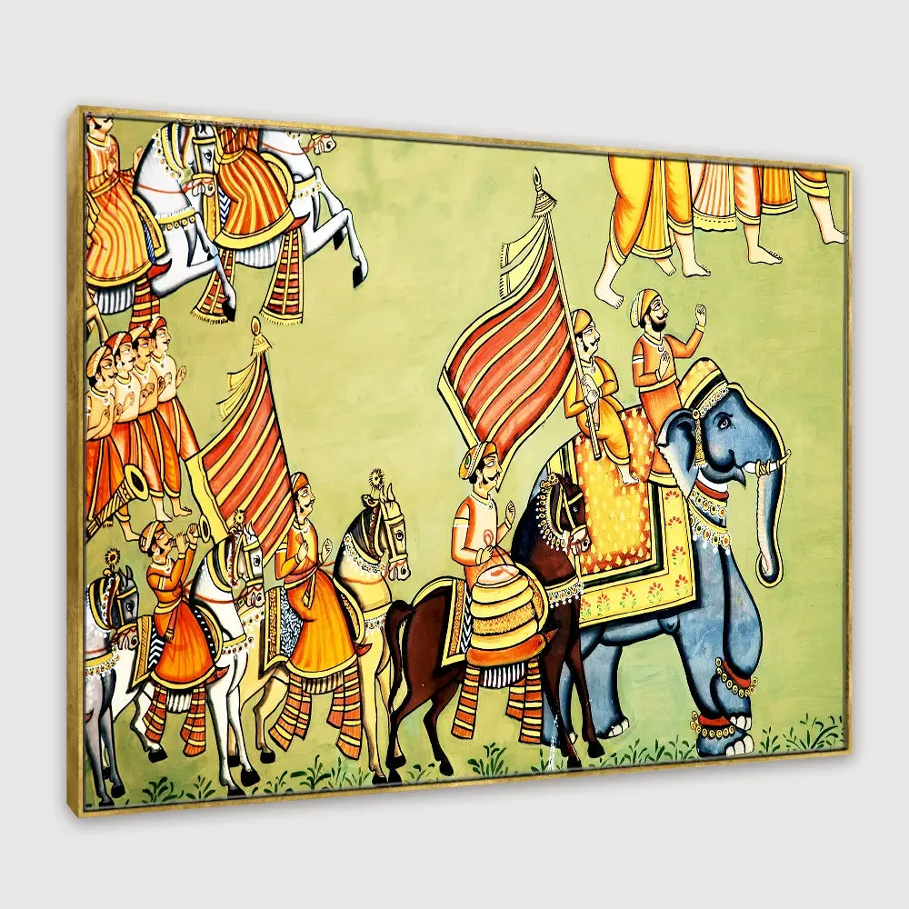 Beautiful Madhubani Painting /  Canvas Print  Stretched on Wood Bars 61 x 41cm