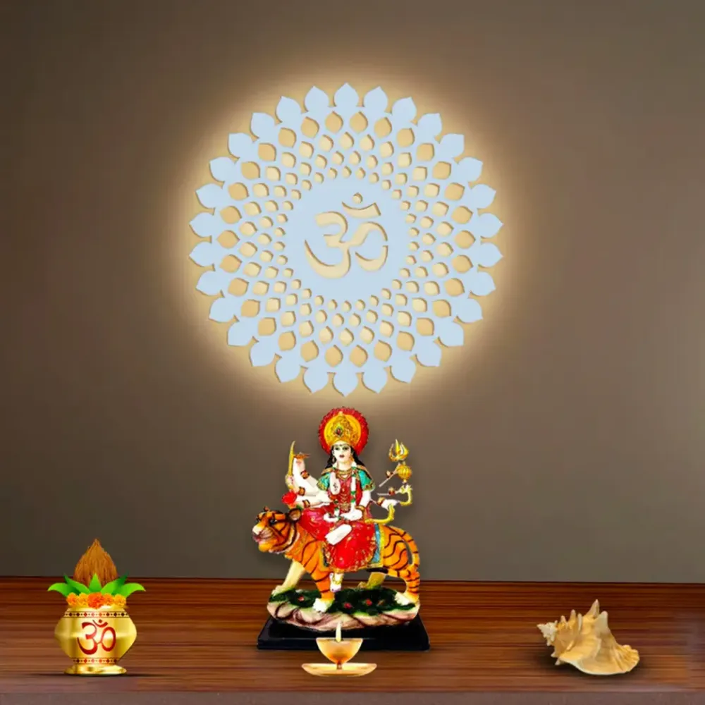 Beautiful OM Mandala Backlit with LED Wooden Wall Hanging
