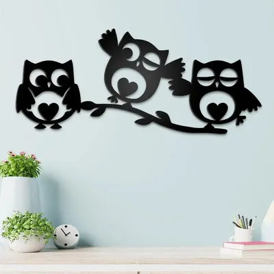 Beautiful Owls in Black color Design Wooden Wall Hanging