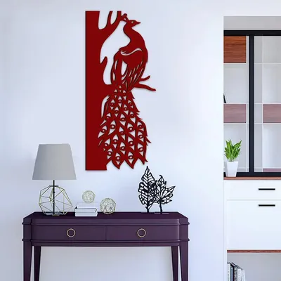 Beautiful Peacock in Brown color Design Wooden Wall Hanging
