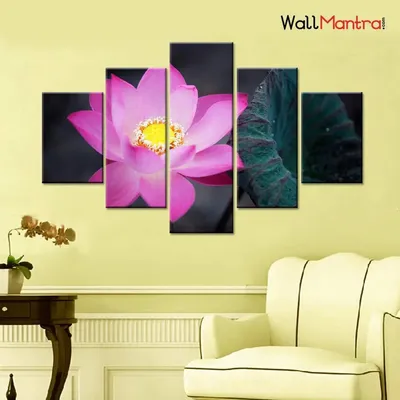 Beautiful Pink Lotus Flower Wall Painting On Canvas