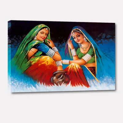 Beautiful Rajasthani lady Painting / Rajasthani folk Village lady Painting