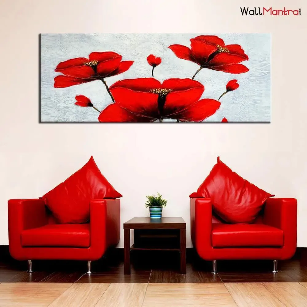 Beautiful Red Flower Wide Format Canvas Print  Wall Painting