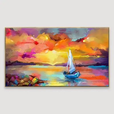 Beautiful Ship in the Sea Abstract Scenery Canvas  Wall Painting