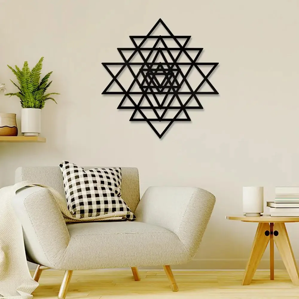 Beautiful Sri Yantra Design Wooden Wall Hanging