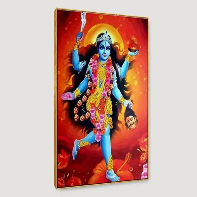 Beautiful The Goddess Kali Canvas Wall Painting / Framed Wall Art