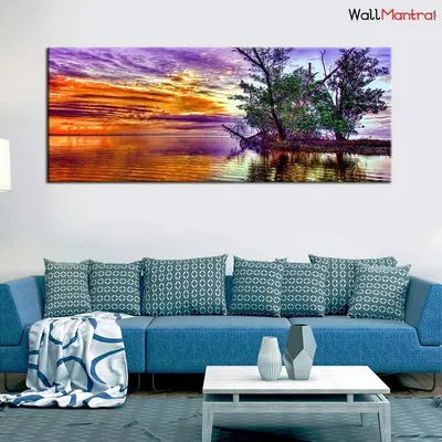 Beautiful Tree and River Scenery Canvas  Wall Hanging