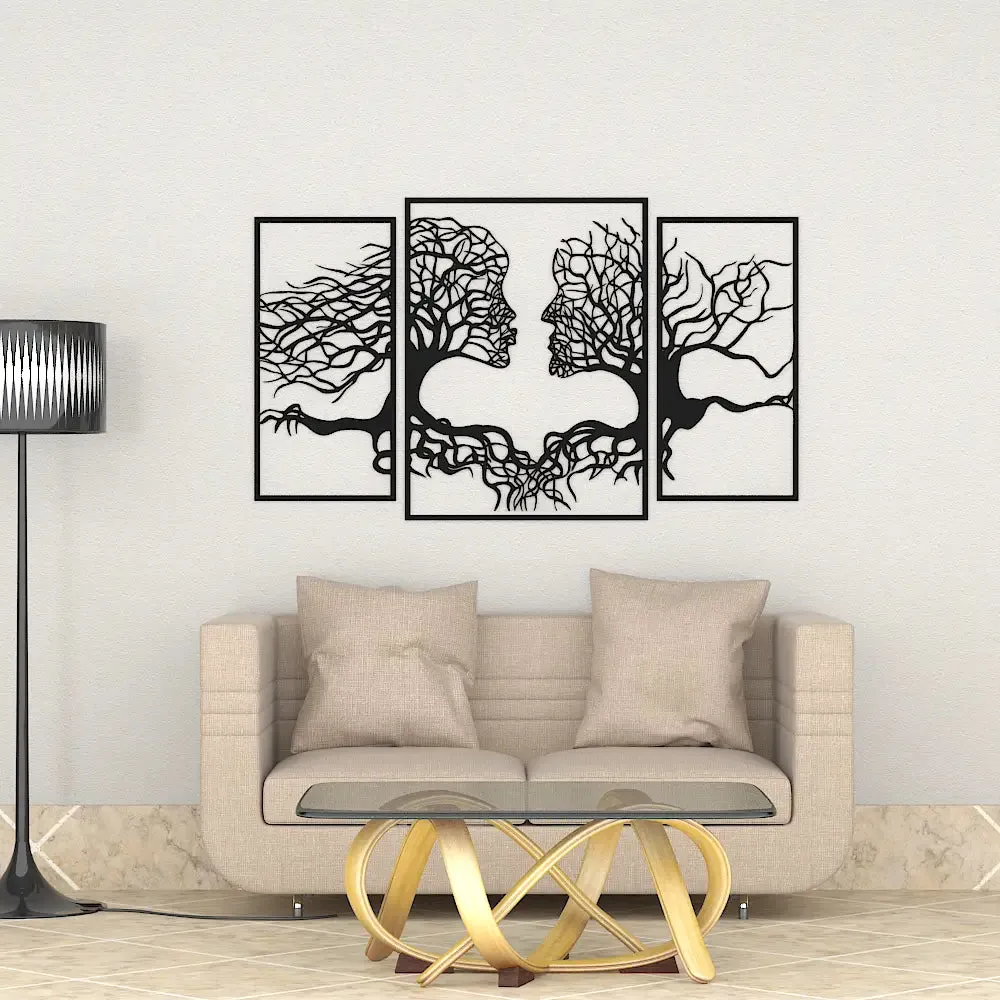 Beautiful Tree Human Face Black color Tree Design Wooden Wall Hanging,