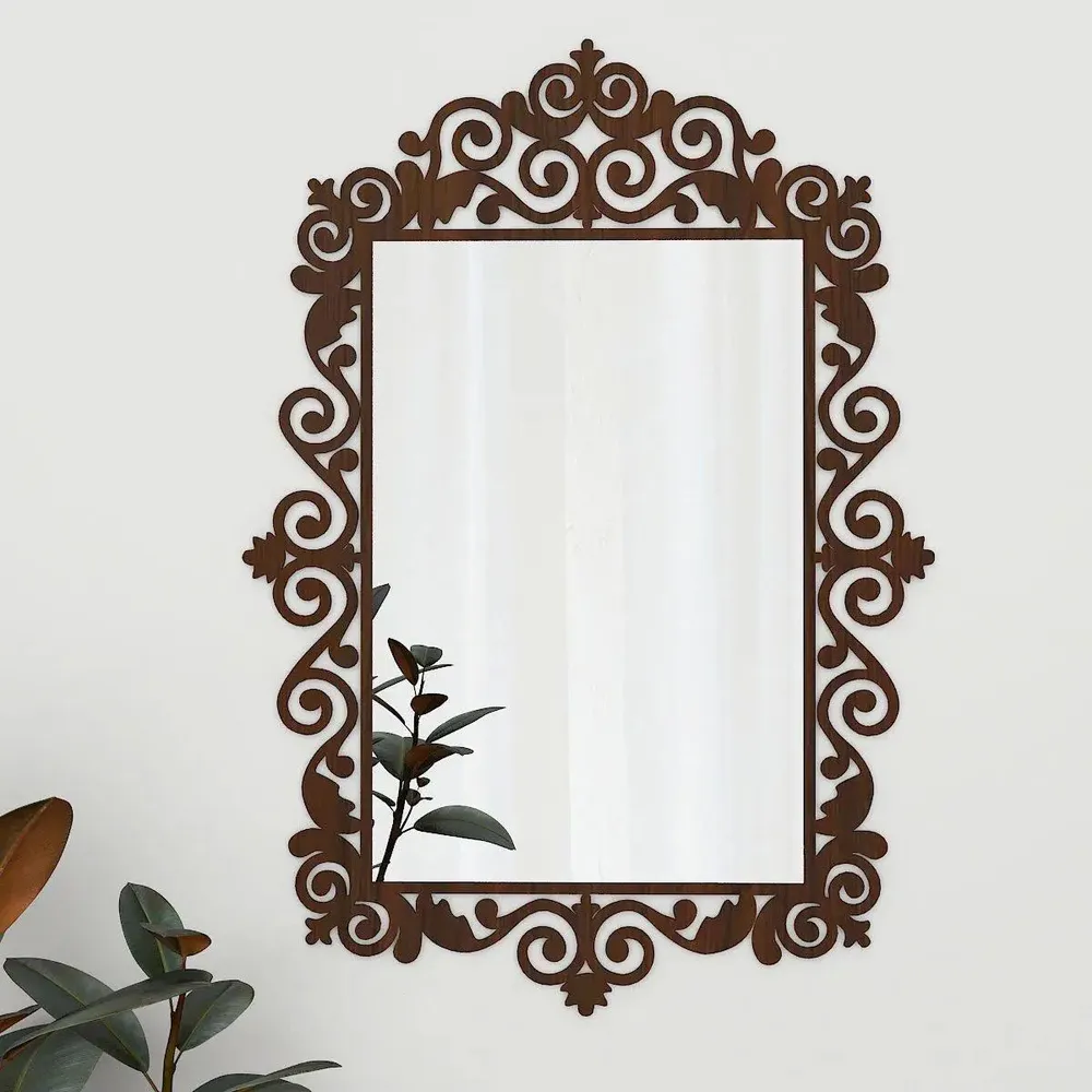 Beautiful Vanity Motif Mirror with Walnut Finish