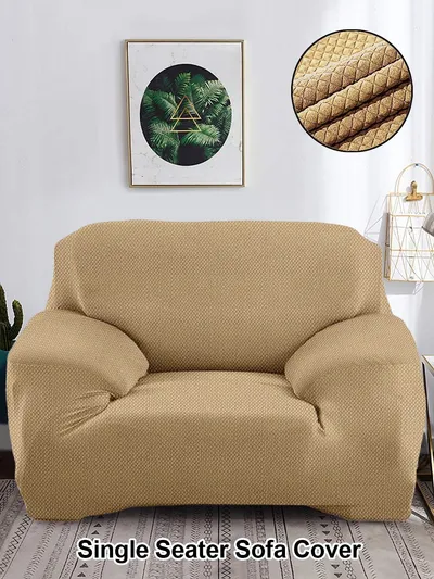 Beige Jacquard Sofa Cover Pack of 1