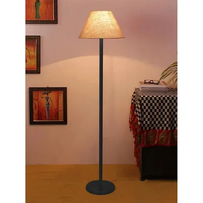 Beige Metal Standing Lamp