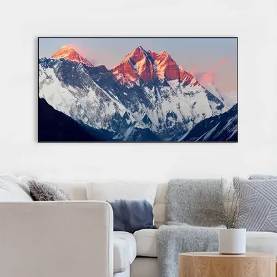 Big Panoramic Beautiful Everest And Lhotse At Sunset Canvas Painting