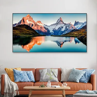 Big Panoramic Beautiful Mountain Scenery Canvas Painting