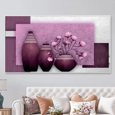Big Panoramic Beautiful Purple Flowers Vase Canvas Painting