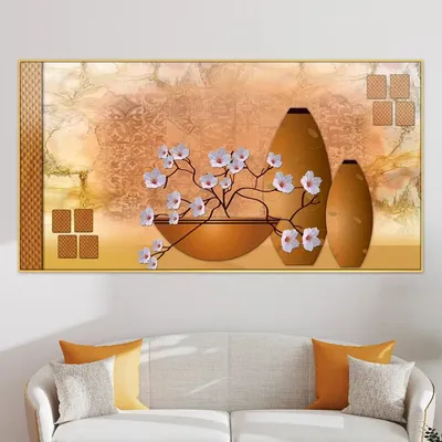 Big Panoramic Beautiful Purple Lavender Flowers in Vase Canvas Painting