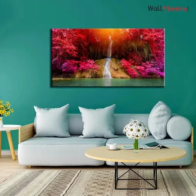 Big Panoramic Beautiful waterfall in Rainforest  Canvas Painting
