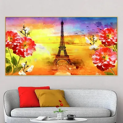 Big Panoramic Paris Eiffel Tower Canvas Painting