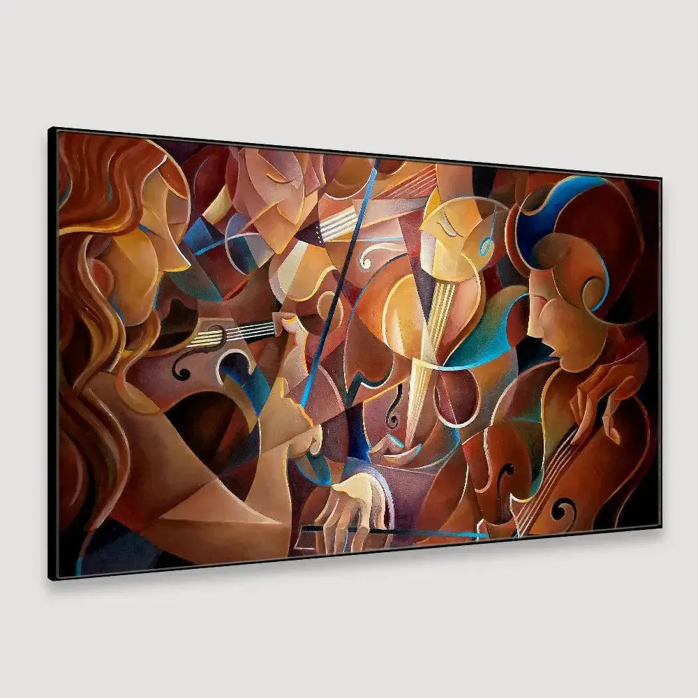 Big Panoramic Surreal Musicians Canvas Painting