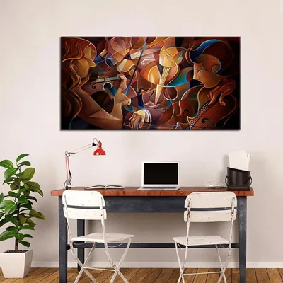 Big Panoramic Surreal Musicians Canvas Painting