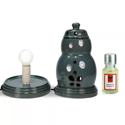 Black Electric Vaporizer With 15 ml Aroma Oil (Lemon Grass / Lavender / Jasmine / Apple Cinnamon / Sandalwood /Amber Rose)