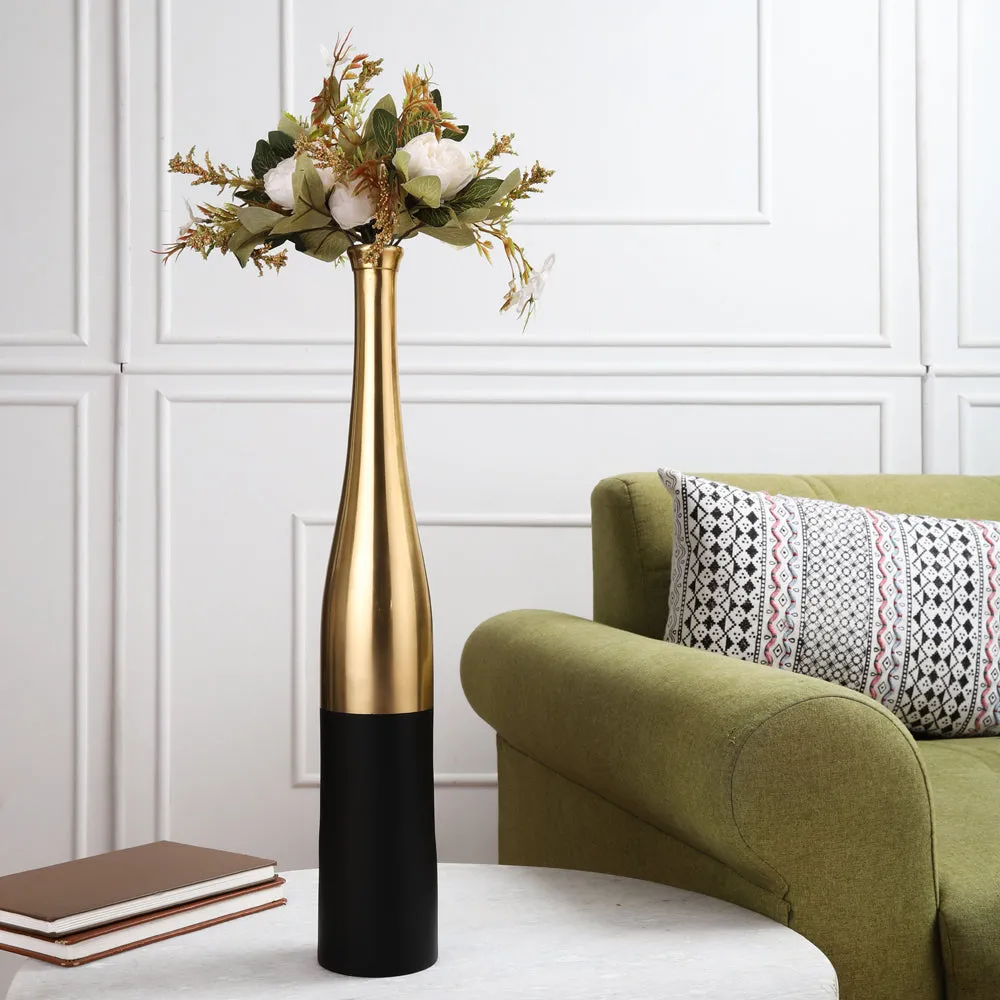 Black & Gold Large Champagne Bottle Vase Set Of 2