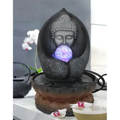 Black Polyresin Buddha Face Indoor Water Fountain