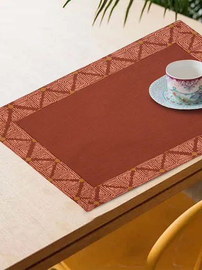 Blanc9 Chic Geometric Designer Brick Red Placemat - Set of 8