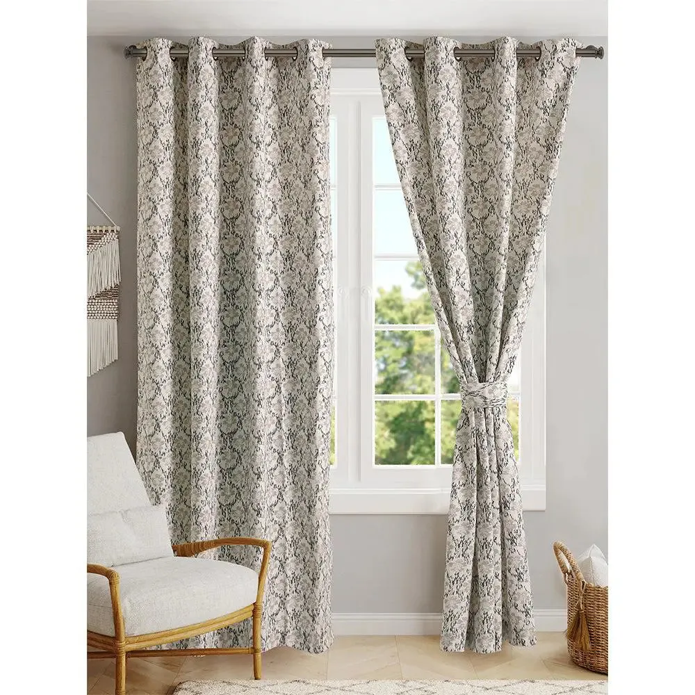 Blanc9 Ikat Patterned Set Of 1 & 2 Cotton Curtain (9 Ft.)