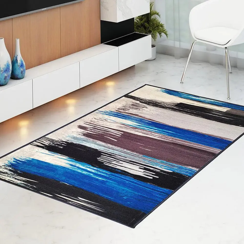 Blue & Black Splash Modern Printed Premium Area Carpet ( 3 ft x5 ft & 4 ft x 6 ft )